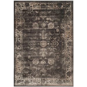 Vintage Soft Anthracite 7 ft. x 9 ft. Distressed Border Area Rug