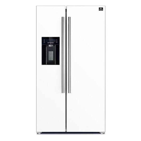 Espresso Salerno Salerno 36 in. Side-by-Side 20 cu.ft Refrigerator in White with Ice and Water Dispenser