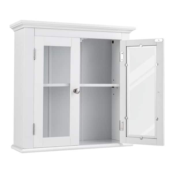 ANGELES HOME 20 in. W x 6.5 in. D x 20 in. H Bathroom Storage Wall Cabinet in White with 3-Level Adjustable Shelf