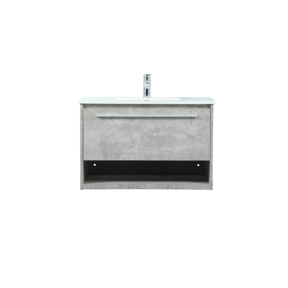Timeless Home 30 in. W Single Bath Vanity in Concrete Grey with Engineered 