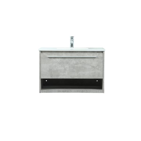Unbranded Timeless Home 30 in. W Single Bath Vanity in Concrete Grey with Engineered Stone Vanity Top in Ivory with White Basin