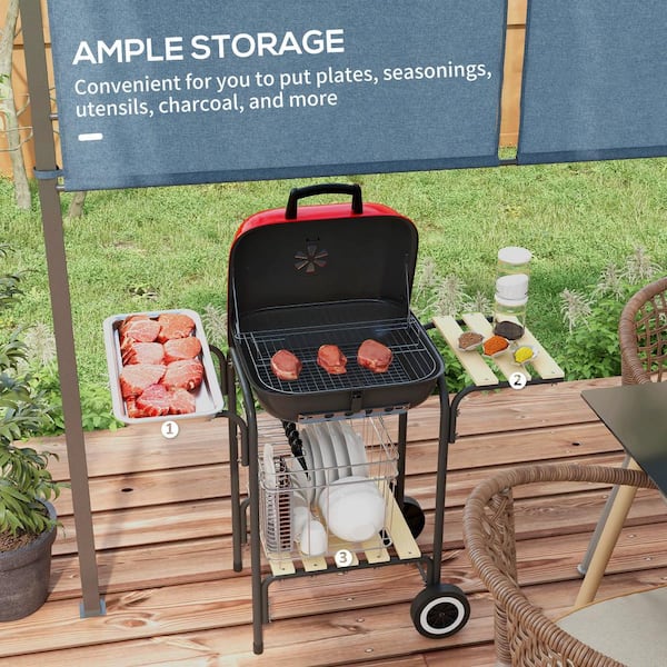 Zeus & Ruta 17 in. Portable Charcoal Grill in Red with