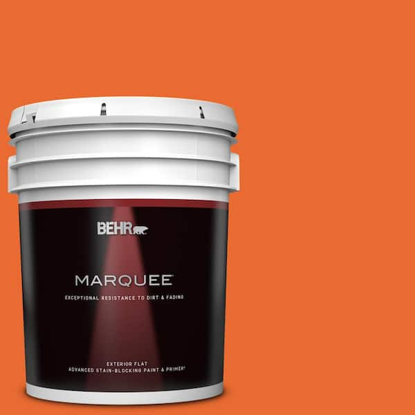 BEHR MARQUEE 5 gal. #220B-7 Electric Orange Flat Exterior Paint & Primer