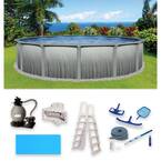 Martinique 27 ft. Round x 52 in. Deep Metal Wall Above Ground Pool Package with 7 in. Top Rail