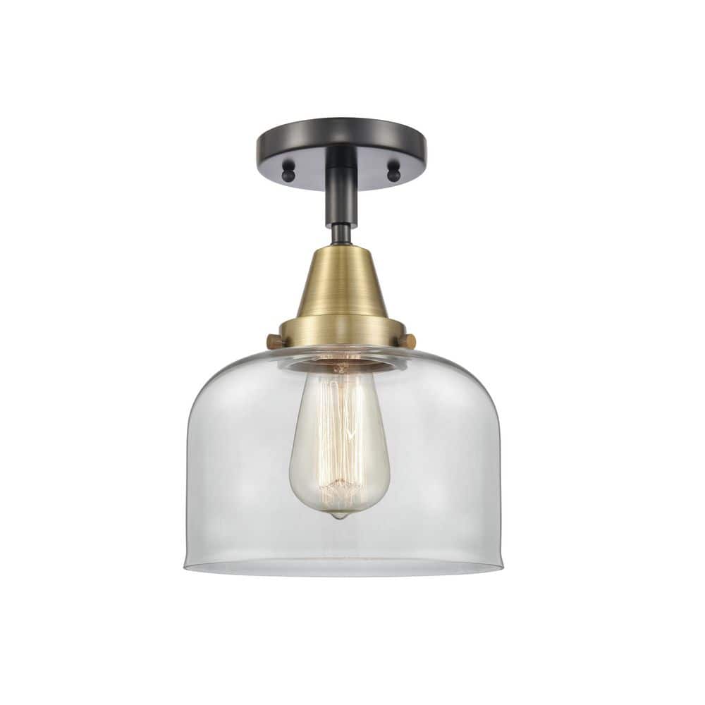 Bell 8 in. 1-Light Black Antique Brass Industrial Flush Mount with Clear Glass Shade price history on PriceWatchPro