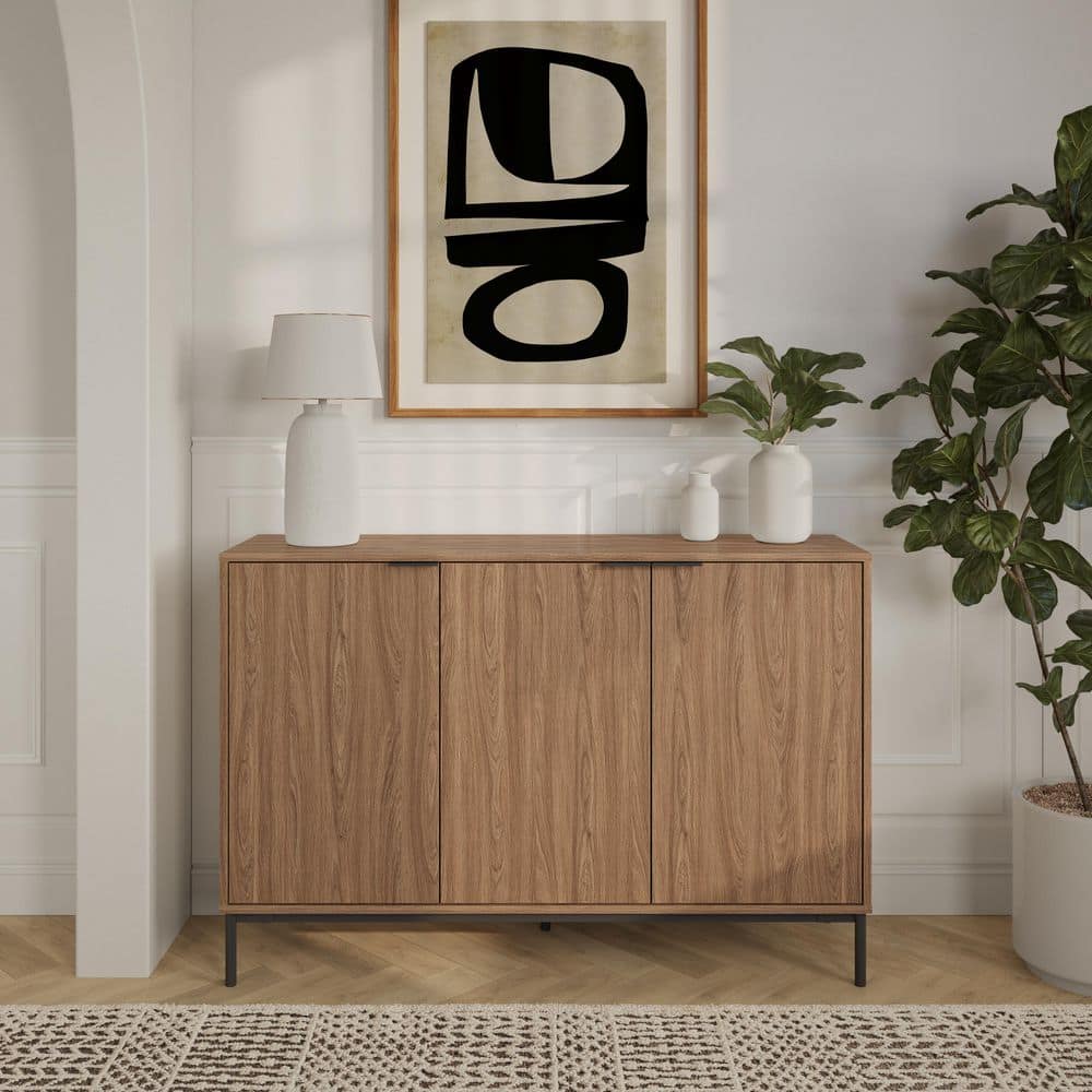 Nexera Connor Light Walnut Composite 3-Door Buffet 157892 - The