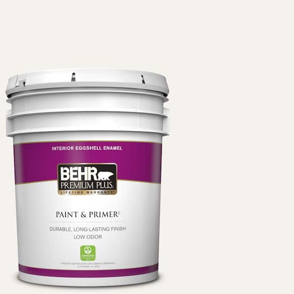 BEHR PREMIUM PLUS 5 gal. #PR-W14 Bit of Sugar Eggshell Enamel Low Odor Interior Paint & Primer