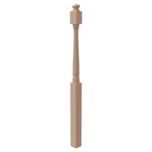 Stair Parts 4040 54 in. x 3 in. Unfinished Red Oak Mushroom Top Landing Newel Post for Stair Remodel