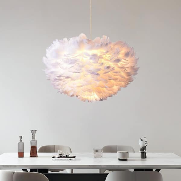 Maxax Columbus 3 -Light Unique/Statement Globe Chandelier with Feather Accents