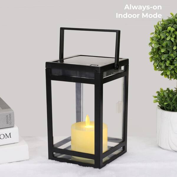 TECHKO 45 Lumens Solar Outdoor Black Modern Sconce Lantern
