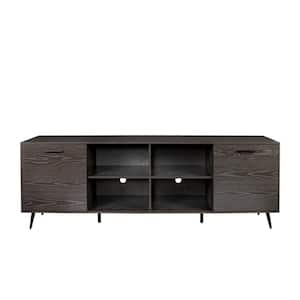 78.74 in. W Antique Gray TV Stand Fits TVs up to 80 in. with 2-Doors and 8-Shelves