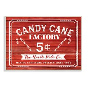 12.5 in. x 18.5 in. "Candy Cane Factory Vintage Sign" by Lettered and Lined Printed Wood Wall Art