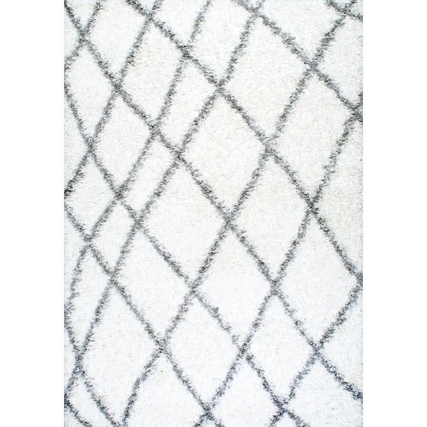 Alvera Plush Shag White 5 ft. x 8 ft. Area Rug