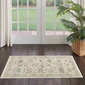 Traditional Home Beige 3 ft. x 5 ft. Distressed Traditional Area Rug
