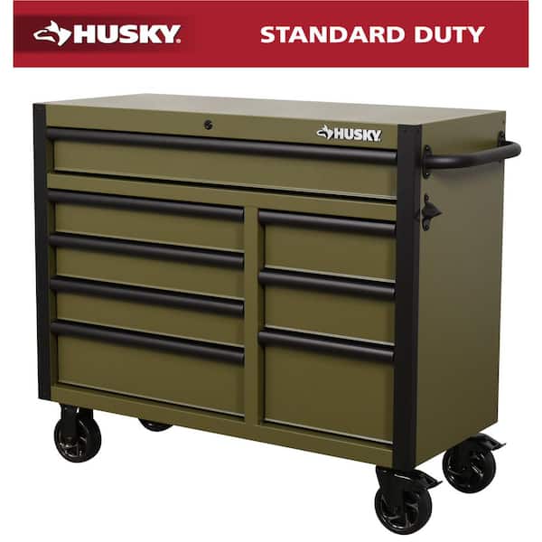 Husky Heavy Duty 52 in. W 9-Drawer Matte Army Green Rolling Tool