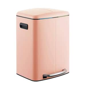 Marco Rectangular 10.6 Gal. Flamingo Pink Double Bucket Trash Can with Soft-Close Lid