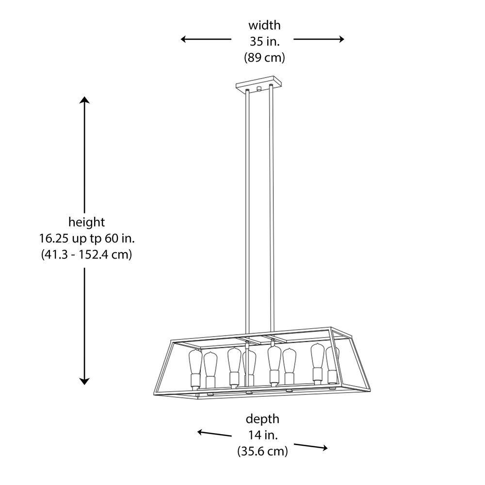 Brushed Nickel 35" Industrial Cage Linear Chandelier