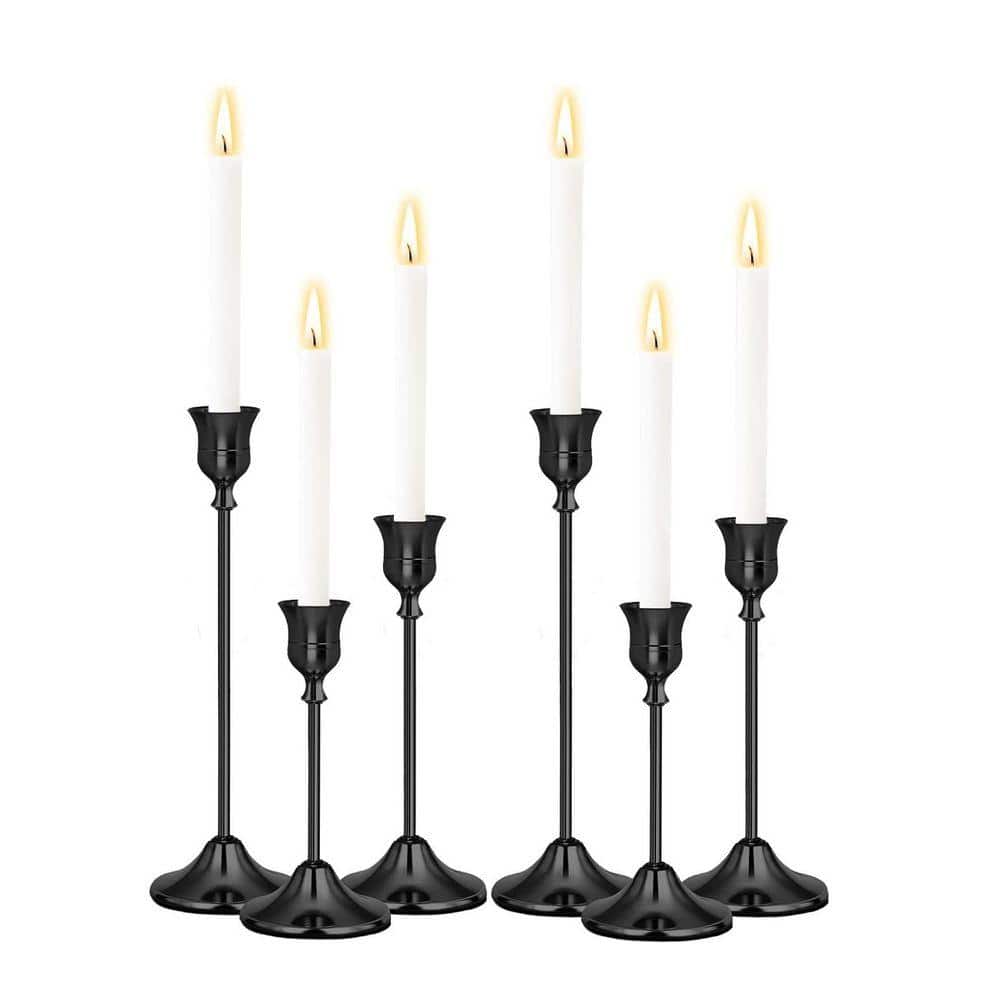 Black Vintage Metal Taper Candle Stick Holders Set of 6 for Table ...