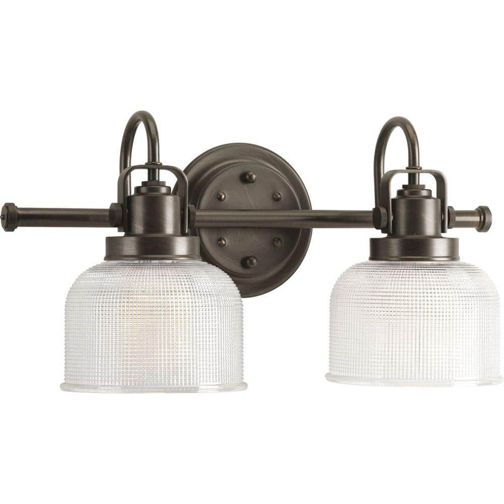 Archie Collection 17 in. 2-Light Venetian Bronze Clear Double Prismatic Gla