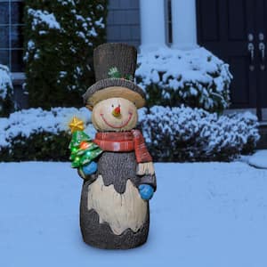 Solar Snowman Statue with Color Changing LED Lights, 48 in. Tall