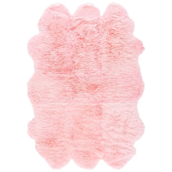 Sheep Skin 5 ft. x 8 ft. Solid Pink Solid Color Gradient Area Rug