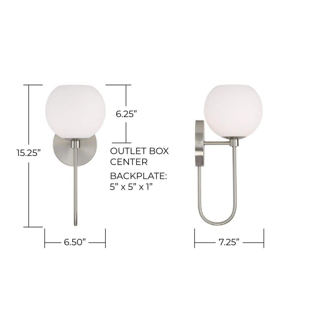 Ansley Brushed Nickel Wall Sconce with Soft White Glass Globe