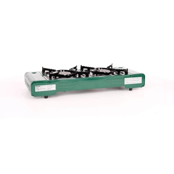 King Kooker Mr. Outdoors Green Portable 2-Burner Butane Stove Side