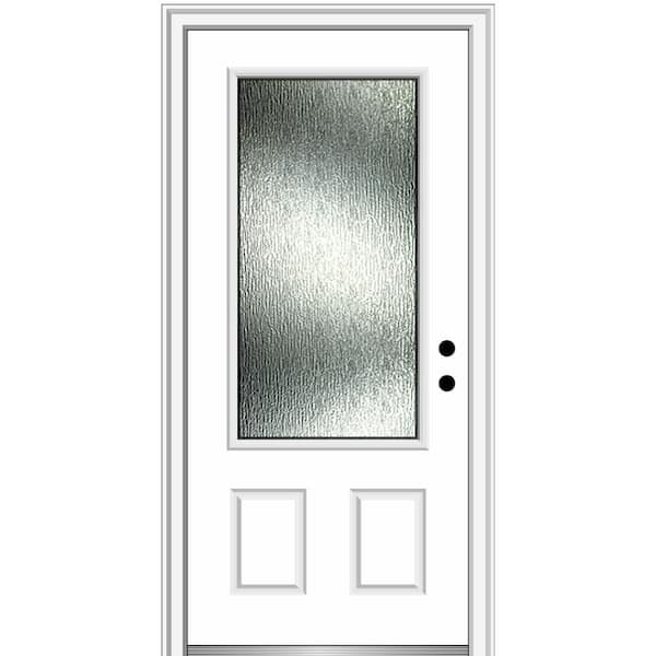 MMI DOOR Rain Glass 36 in. x 80 in. Left-Hand Inswing 3/4 Lite 2-Panel Primed Prehung Front Door on 6-9/16 in. Frame
