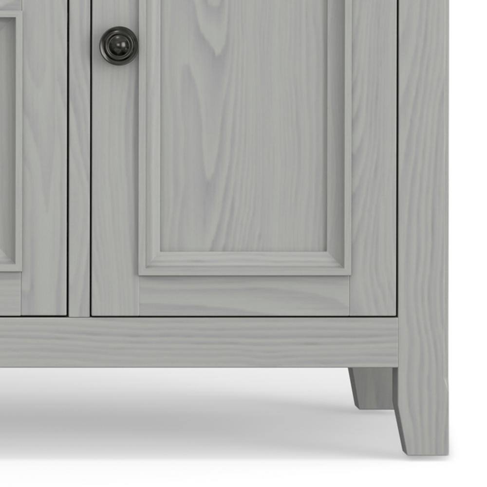 Fog Grey Solid Wood 72" Traditional TV Media Stand with Cabinets