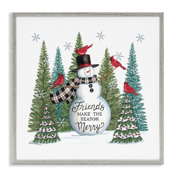 Stupell Industries Winter Friendship Snowman by Deb Strain 1-Piece Framed Graphic Print Typography Poster Art Print 17 in. x 17 in.