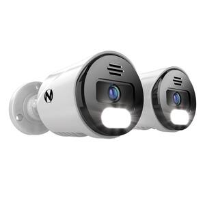 IP8 Series 4K Ultra-HD Wired Bullet Security Cameras with Built-In Spotlights and 2-Way Audio (2-Pack)