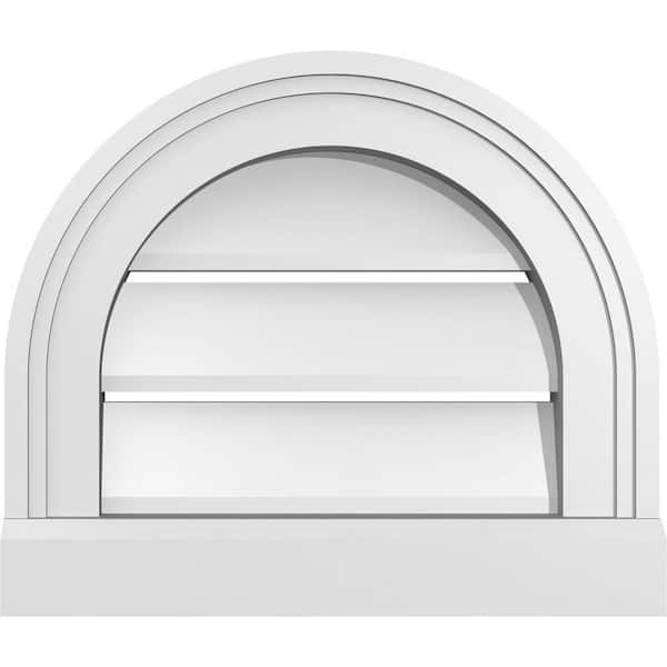 Ekena Millwork 14 in. x 12 in. Round Top White PVC Paintable Gable Louver Vent Functional