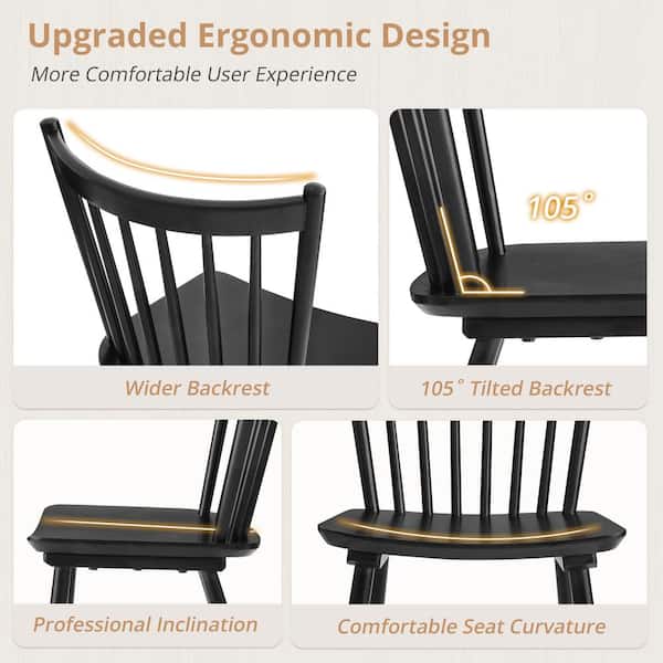 LUE BONA Winston Black Classic Windsor Dining Chair Solid Wood
