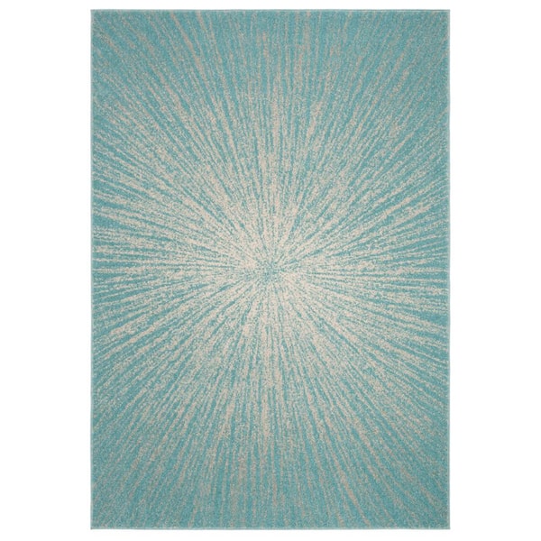 SAFAVIEH Evoke Aqua/Ivory 4 ft. x 6 ft. Geometric Area Rug