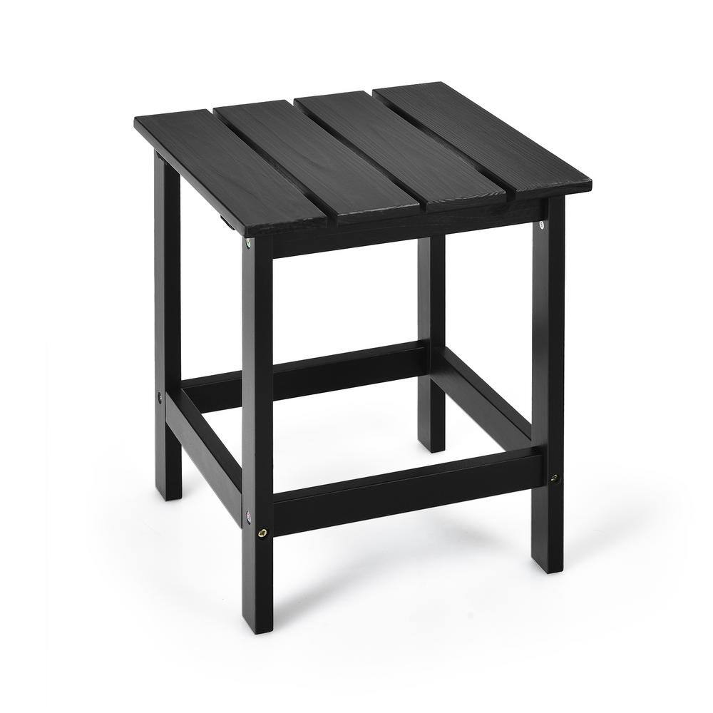 Outdoor 15 in. Square Fir wood Slat Side Table, Black