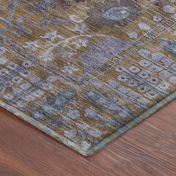 Mayfield Premium Machine Washable Abstract AMF2231 Brown 2 ft. x 7 ft. Runner Rug