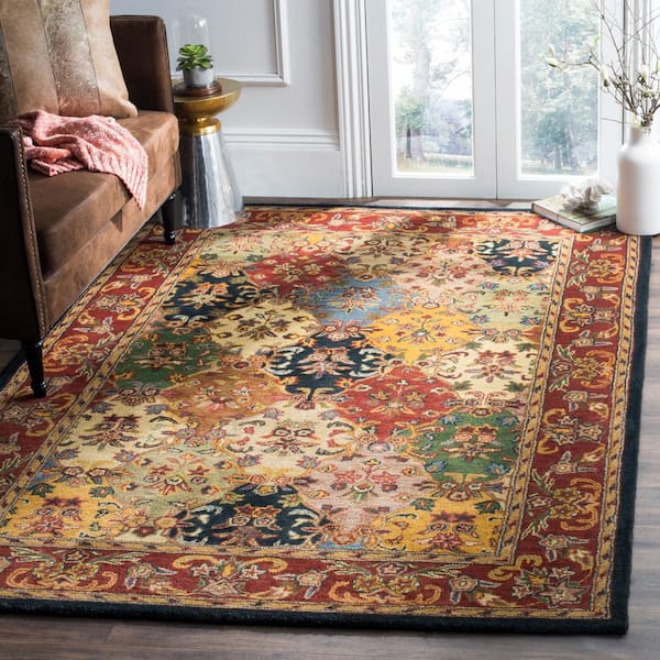 Heritage Multi/Burgundy 5 ft. x 8 ft. Border Area Rug