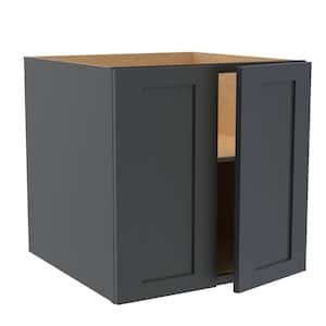 Newport 24 in. W x 12 in. D x 24 in. H Assembled Plywood Wall Bridge Kitchen Cabinet in Deep Onyx with Soft Close