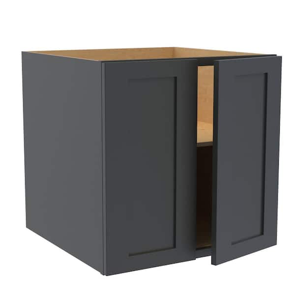 Home Decorators Collection Newport 24 in. W x 12 in. D x 24 in. H Assembled Plywood Wall Bridge Kitchen Cabinet in Deep Onyx with Soft Close