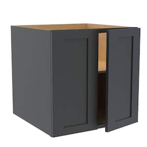 Newport Onyx Gray Painted Plywood Shaker Assembled Wall Kitchen Cabinet Soft Close 24 W in. 24 D in. 24 in. H