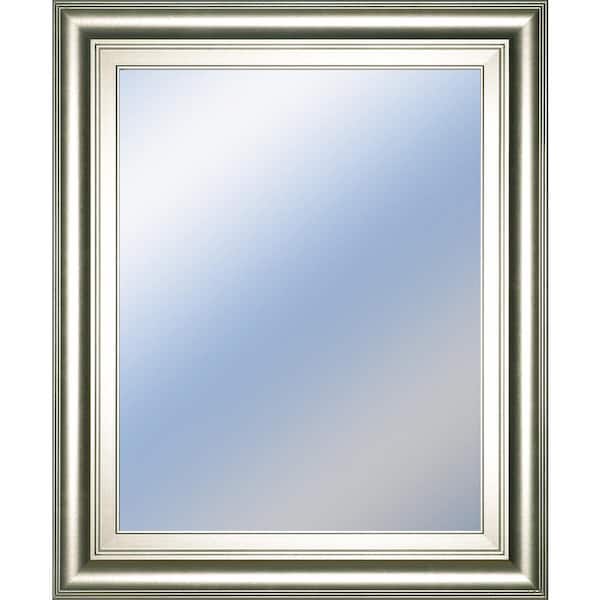Classy Art Medium Rectangle Metallic Silver Hooks Classic Mirror (22 in. H x 26 in. W)