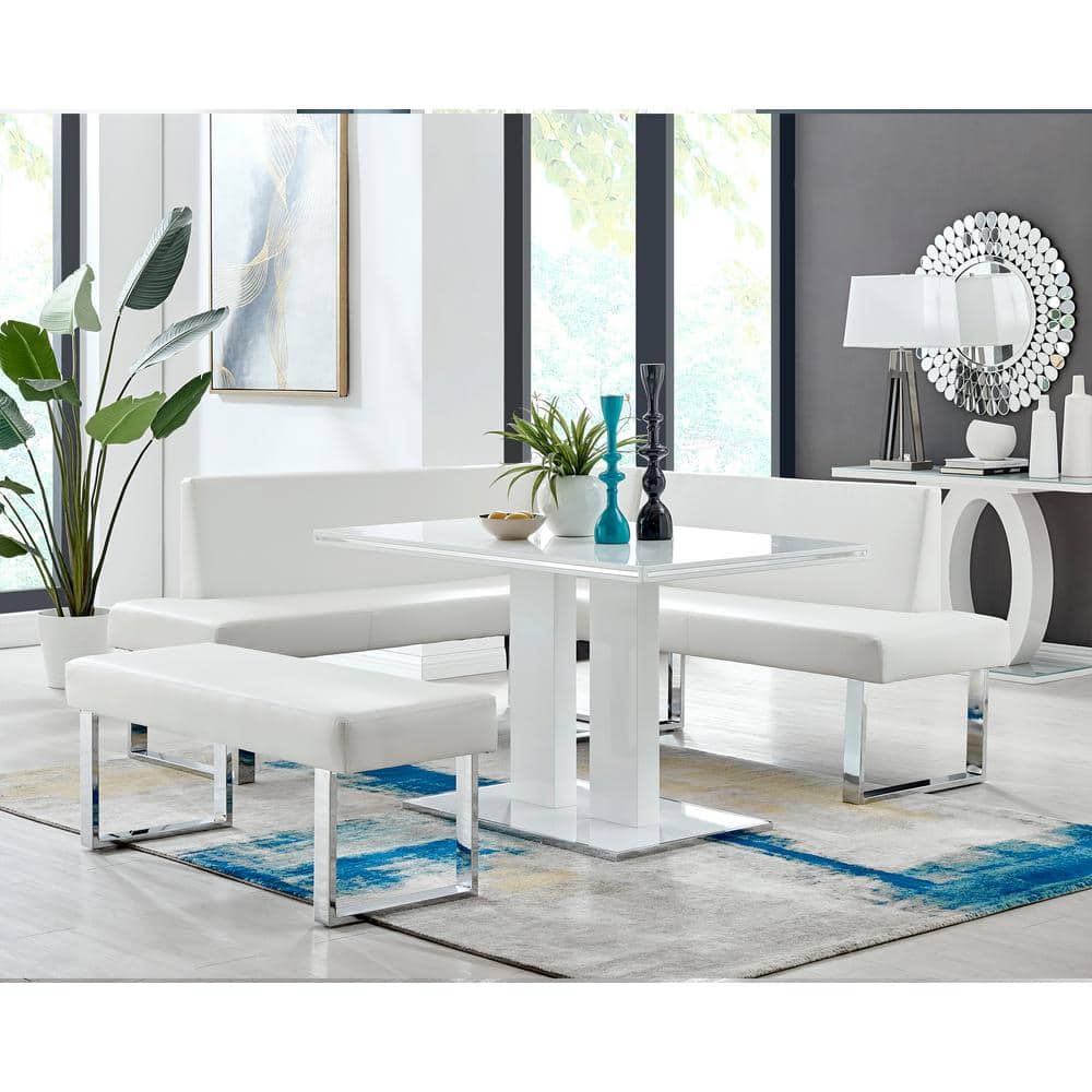 Amanda 3-Piece White Rectangular Dining Set