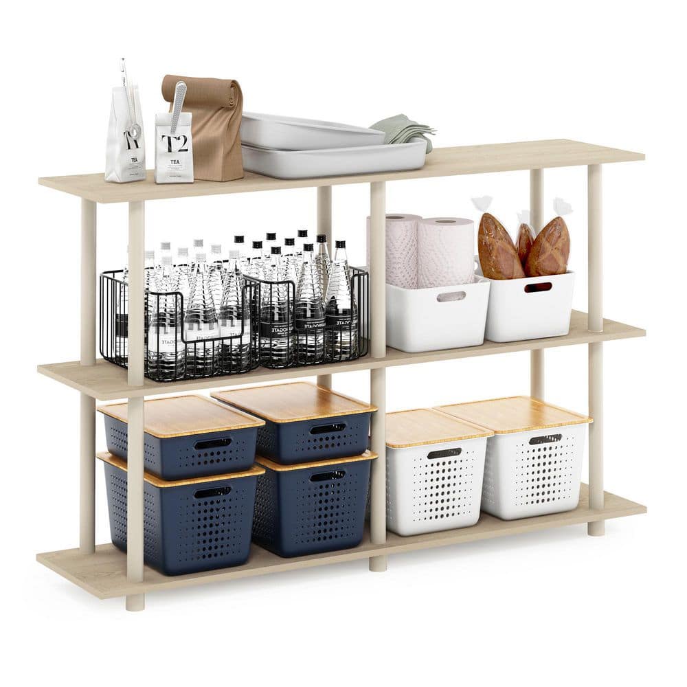 Bauhaus Oak Beige 3-Tier Modern Wood Display Rack