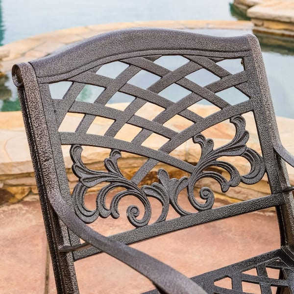 Noble House Sarasota Bronze Aluminum Outdoor Dining Chair Set Of 2 2481 - Bronze Color Patio Set