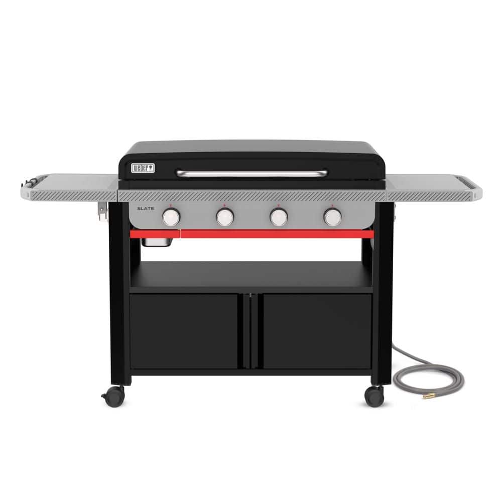 Slate Rust-Resistant Griddle 4-Burner Natural Gas 36 in. Flat Top Grill in Black with Cabinet