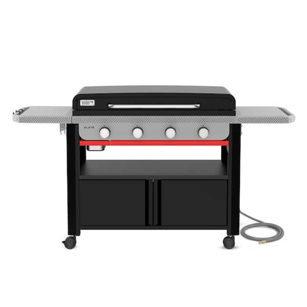 Slate Rust-Resistant Griddle 4-Burner Natural Gas 36 in. Flat Top Grill in Black with Closed Cabinet