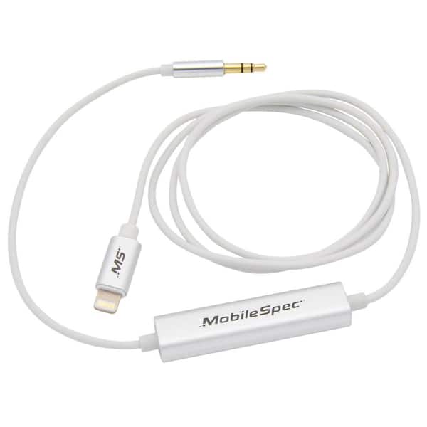 Mobilespec Lightning To 3 5 Mm Auxiliary Adapter Cable White Mbs12552 The Home Depot