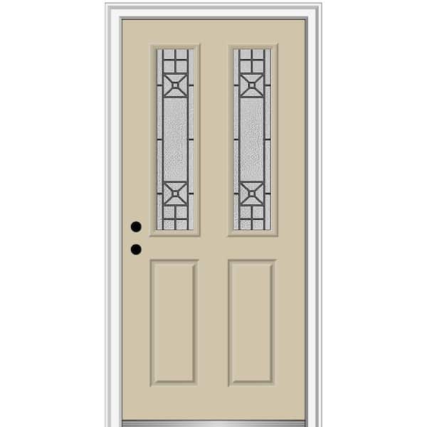 MMI Door 30 in. x 80 in. Courtyard Right-Hand 2-Lite Decorative Painted Fiberglass Smooth Prehung Front Door on 4-9/16 in. Frame