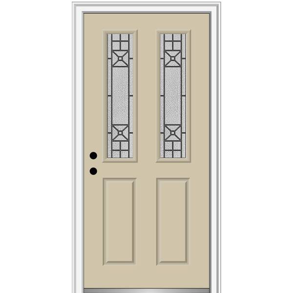 MMI Door 30 in. x 80 in. Courtyard Right-Hand 2-Lite Decorative Painted Fiberglass Smooth Prehung Front Door on 6-9/16 in. Frame