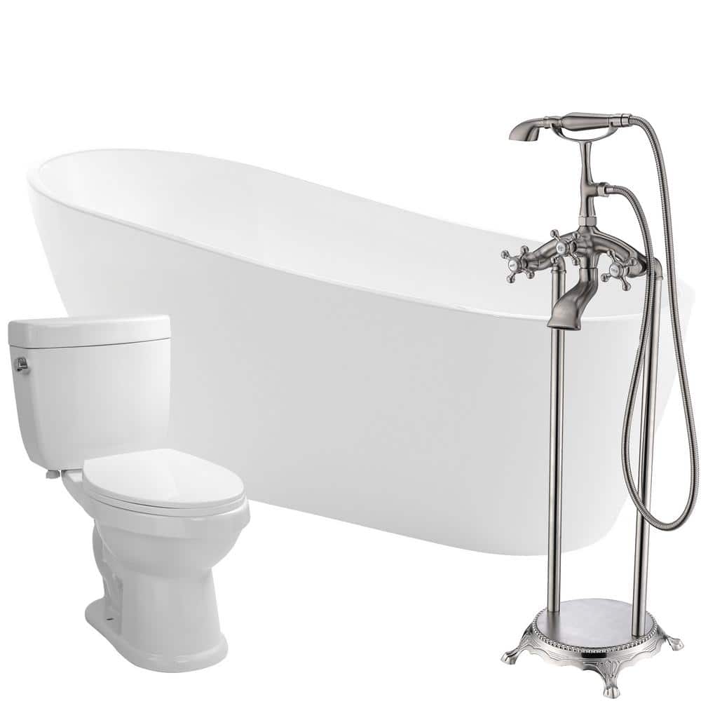 ANZZI Trend 67 in. Acrylic Flatbottom Non-Whirlpool Bathtub in